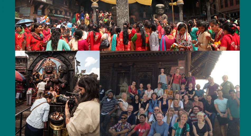 Kollasj av studenter i Nepal